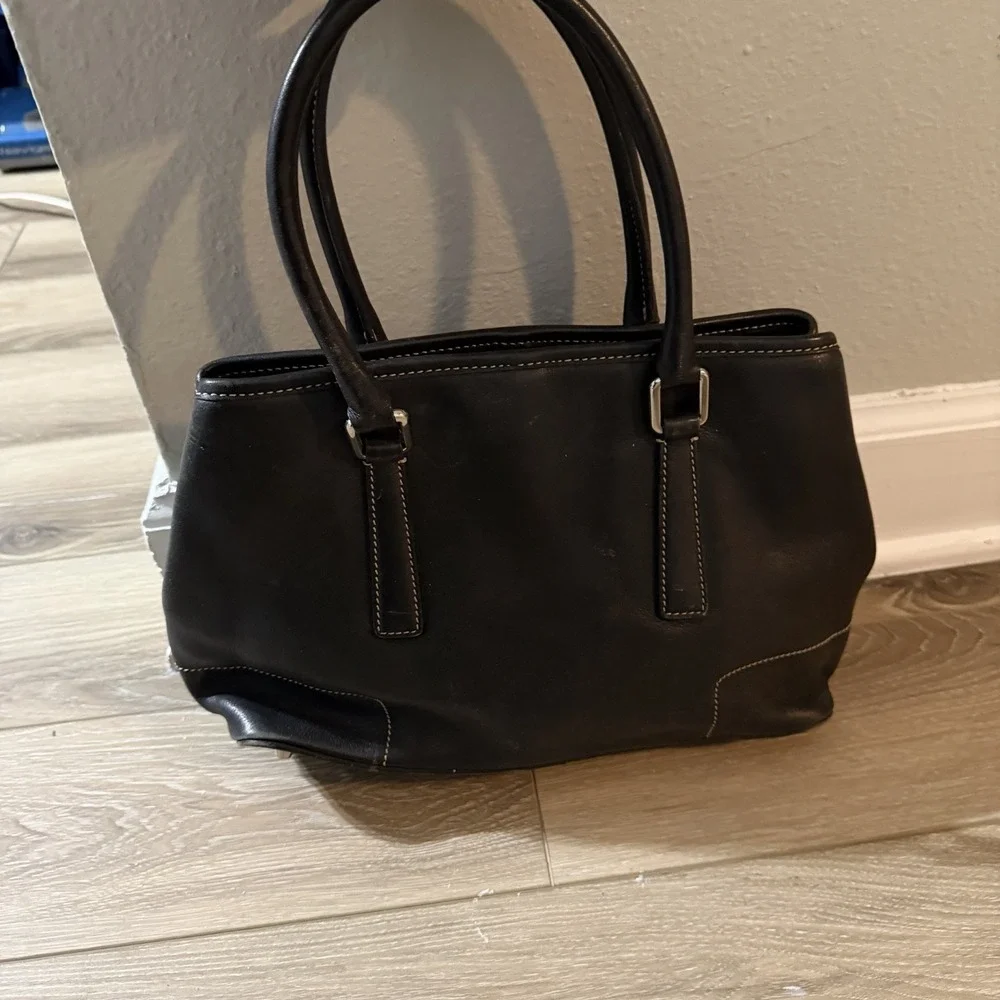 Coach VTG Y2K 2001 Hampton Black Leather Tote Bag Purse D1J 7757‎